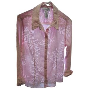 Sheer Sag Harbor button down, collared dress shirt long‎ sleeved SPARKLES 8
